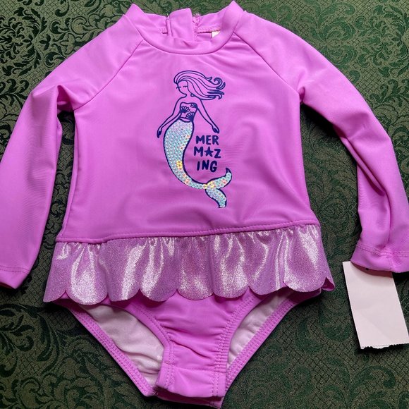NWT 9m oshkosh mermaid rashguard swim suit bathing